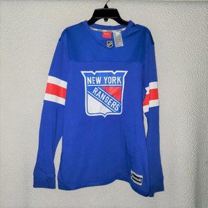 NWOT Boys Rangers Reebok Face Off Skate Lace Blue Sweatshirt Size XL (18)